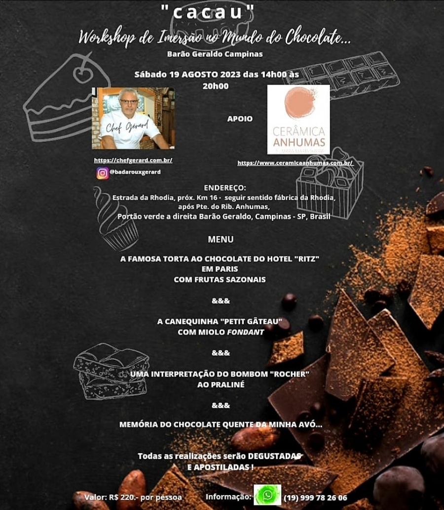 Cacau, Workshop de Imersão no Mundo do Chocolate